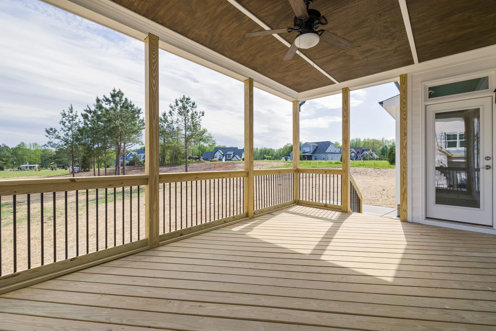Covered porch deck board finish