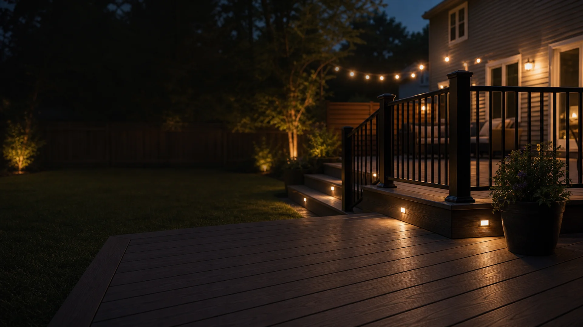 Evening deck and outdoor seating area