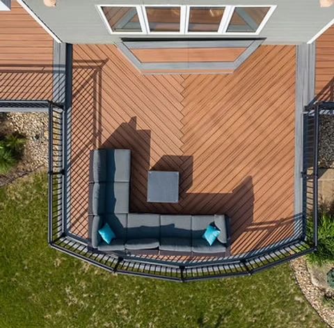 Composite deck board pattern viewed from above